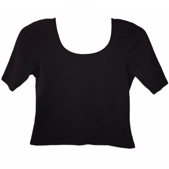 About a Girl Textured Black Crop Top - Sz Lg - Picture 5 of 11